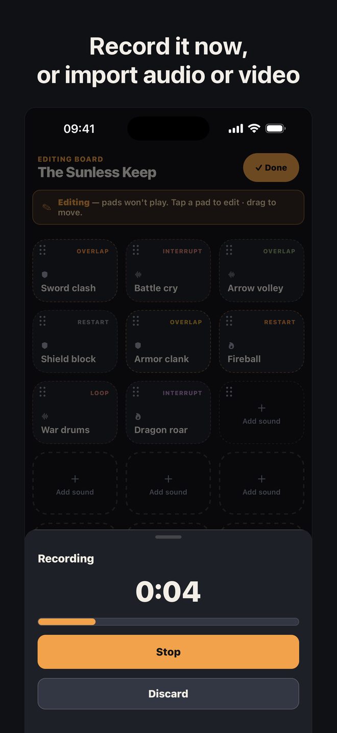 Record it now, or import audio or video